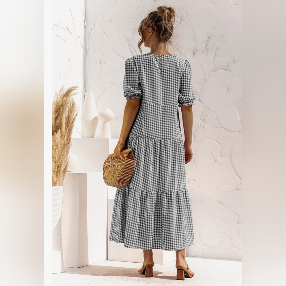 Gingham Summer Tier Dress - Picture 2 of 4